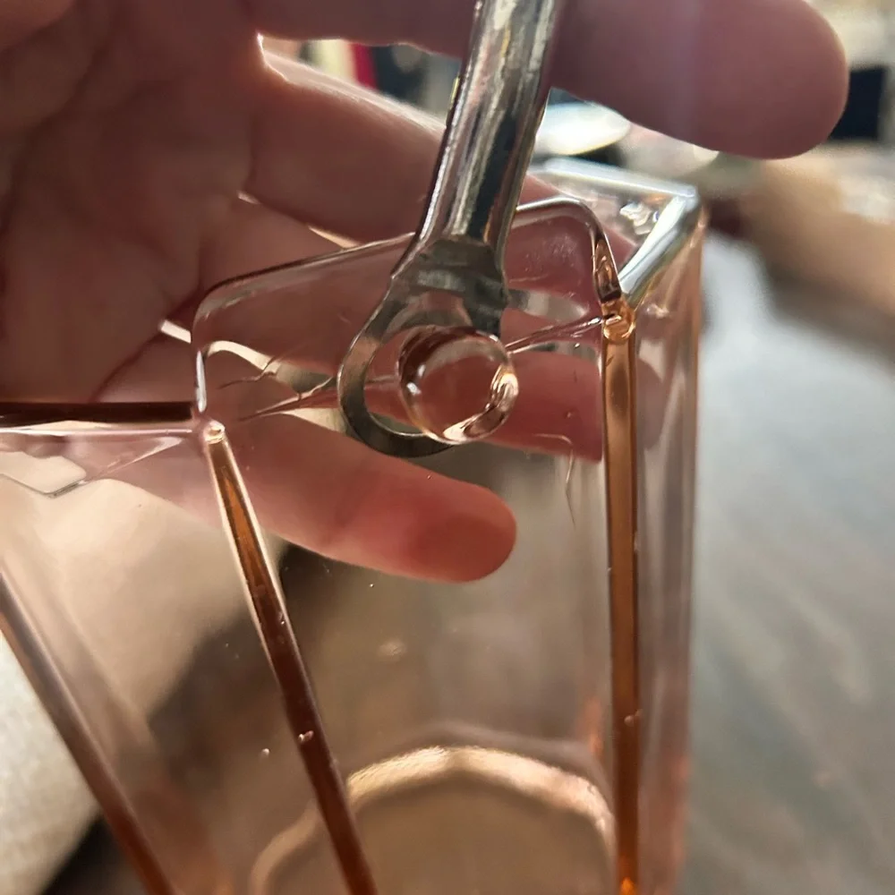 Vintage Pink glass ice bucket with sliver handle